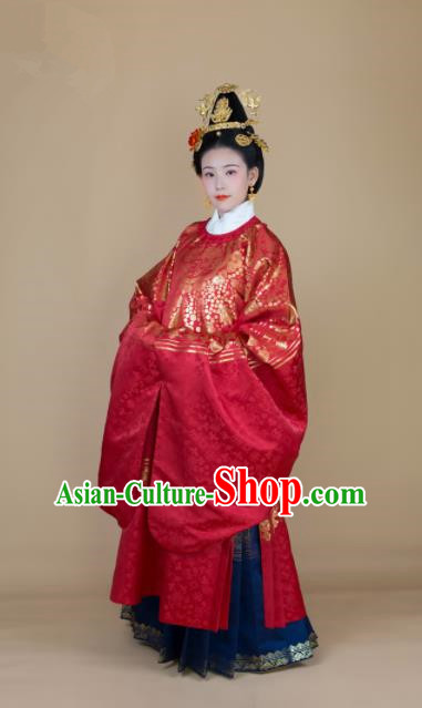 Traditional Chinese Ming Dynasty Royal Empress Red Hanfu Dress Ancient Court Queen Wedding Historical Costumes for Women