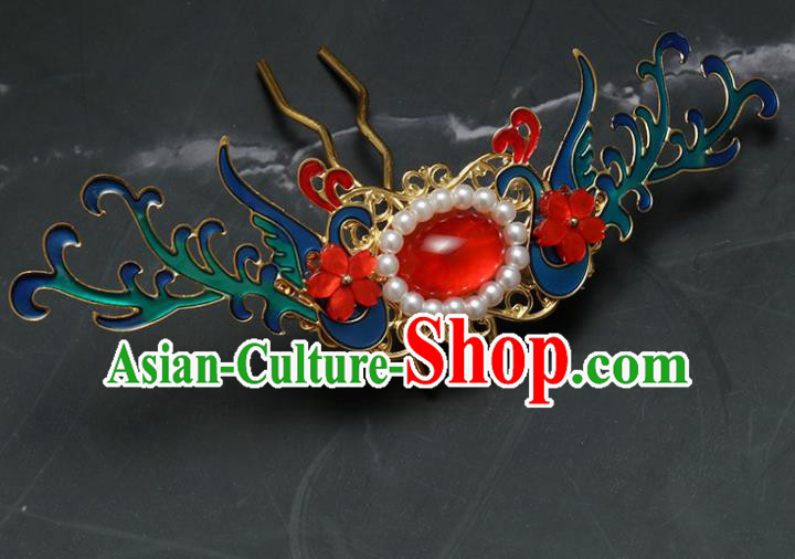 Traditional Chinese Hanfu Cloisonne Phoenix Hairpin Handmade Ancient Princess Hair Accessories for Women