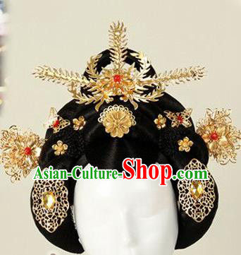 Traditional Chinese Da Tang Dynasty Tumbler Hair Crown Hairpin Handmade Ancient Princess Hair Accessories for Women