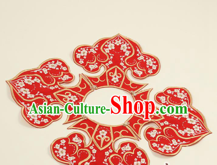 Traditional Chinese Hanfu Embroidered Red Cloud Shoulder Handmade Ancient Princess Cape Accessories for Women