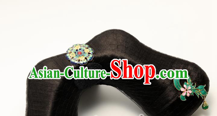 Traditional Chinese Qing Dynasty Wigs and Hairpins Handmade Ancient Imperial Consort Hair Accessories for Women