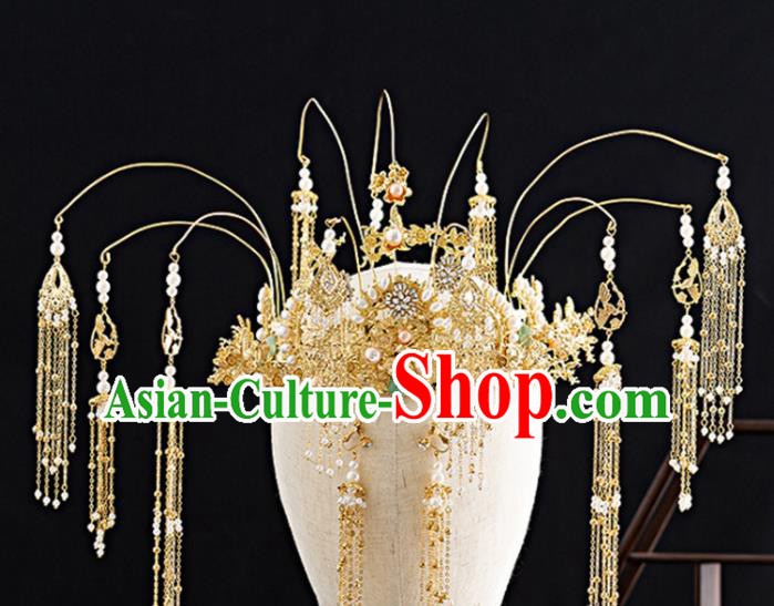 Traditional Chinese Hanfu Tassel Phoenix Coronet Handmade Ancient Princess Hair Accessories for Women