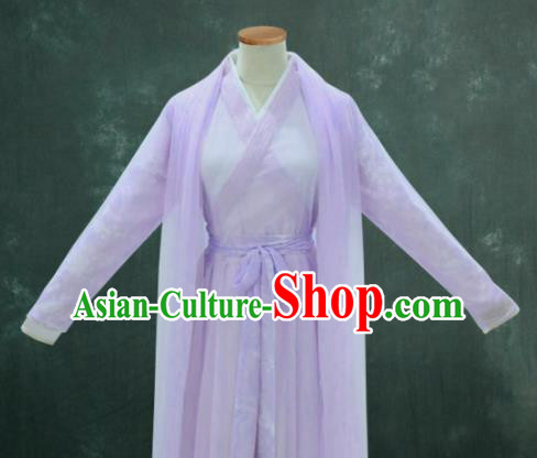 Chinese Drama Ancient Swordswoman Purple Hanfu Dress Ming Dynasty Princess Costume for Women