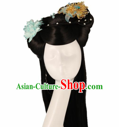 Traditional Chinese Song Dynasty Princess Wigs and Hairpins Ancient Fairy Hair Accessories for Women