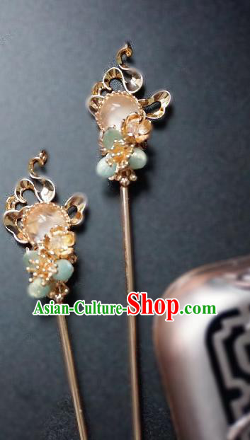 Chinese Traditional Ming Dynasty Quartz Hairpin Hairpins Ancient Empress Hair Accessories for Women