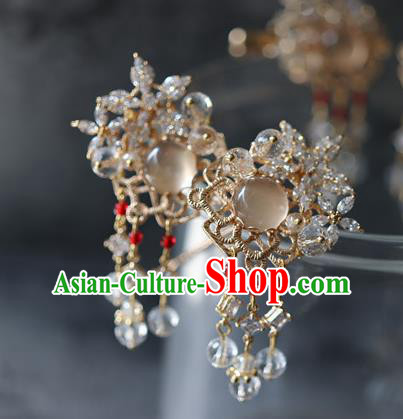 Traditional Chinese Ming Dynasty Princess Quartz Hairpins Ancient Court Queen Hair Accessories for Women