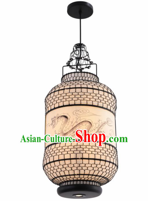 Chinese Traditional Iron Hanging Lantern Handmade Printing Dragon Lamp Palace Lanterns