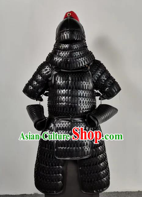 Traditional Chinese Song Dynasty General Black Body Armour Ancient Soldier Costume for Men