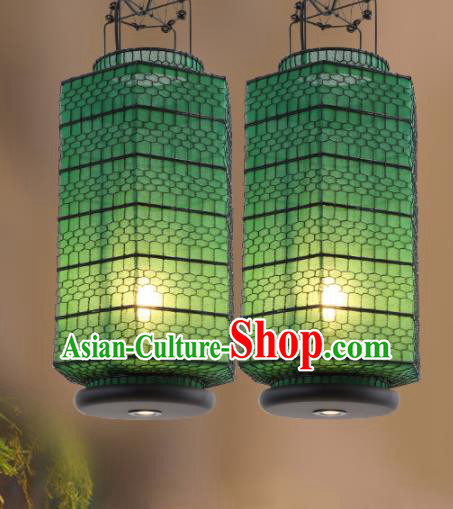 Chinese Traditional Iron Green Hanging Lantern Handmade New Year Lamp Palace Lanterns