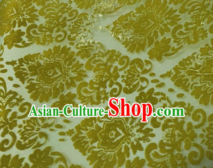 Chinese Traditional Jacquard Green Velvet Fabric Mulberry Silk Fabric Hanfu Dress Material