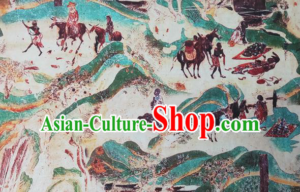 Chinese Traditional Wall Painting Pattern Silk Fabric Mulberry Silk Fabric Hanfu Dress Material