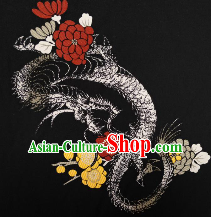 Chinese Traditional Dragon Pattern Black Silk Fabric Mulberry Silk Fabric Hanfu Dress Material