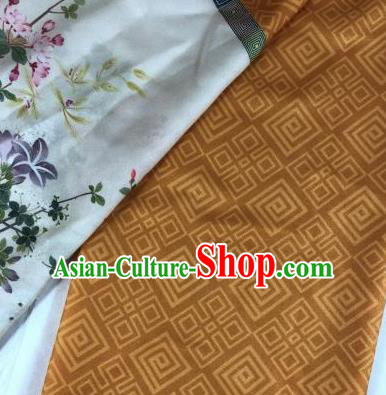 Chinese Traditional Peony Pattern Ginger Hanfu Fabric Flax Fabric Hanfu Dress Material