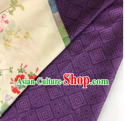 Chinese Traditional Peony Pattern Purple Hanfu Fabric Flax Fabric Hanfu Dress Material
