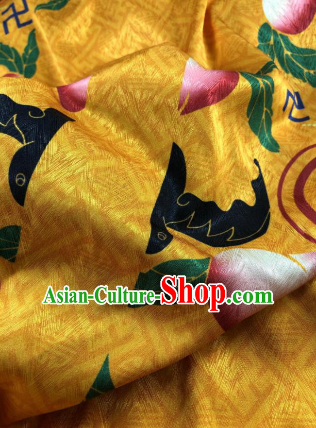 Chinese Traditional Peach Pattern Ginger Brocade Hanfu Fabric Silk Fabric Hanfu Dress Material