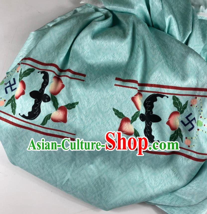 Chinese Traditional Peach Pattern Green Brocade Hanfu Fabric Silk Fabric Hanfu Dress Material