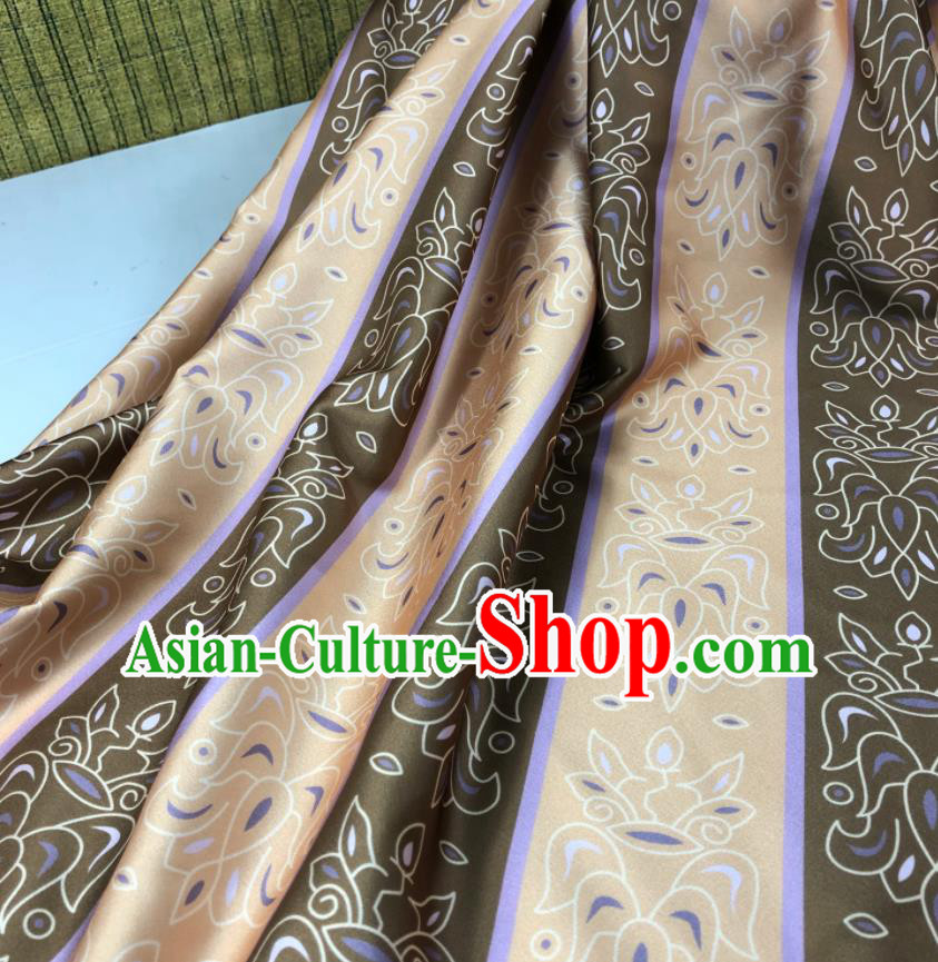 Chinese Traditional Lotus Pattern Khaki Brocade Hanfu Fabric Silk Fabric Hanfu Dress Material