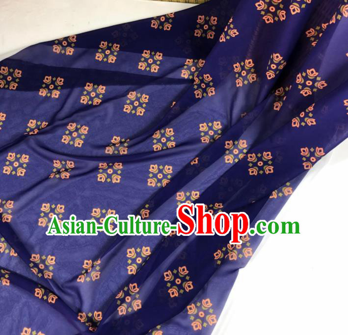 Chinese Traditional Classical Pattern Royalblue Chiffon Fabric Silk Fabric Hanfu Dress Material