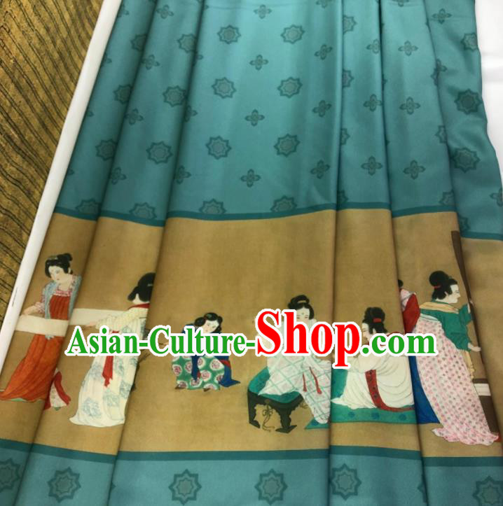 Chinese Traditional Classical Pattern Green Chiffon Fabric Silk Fabric Hanfu Dress Material