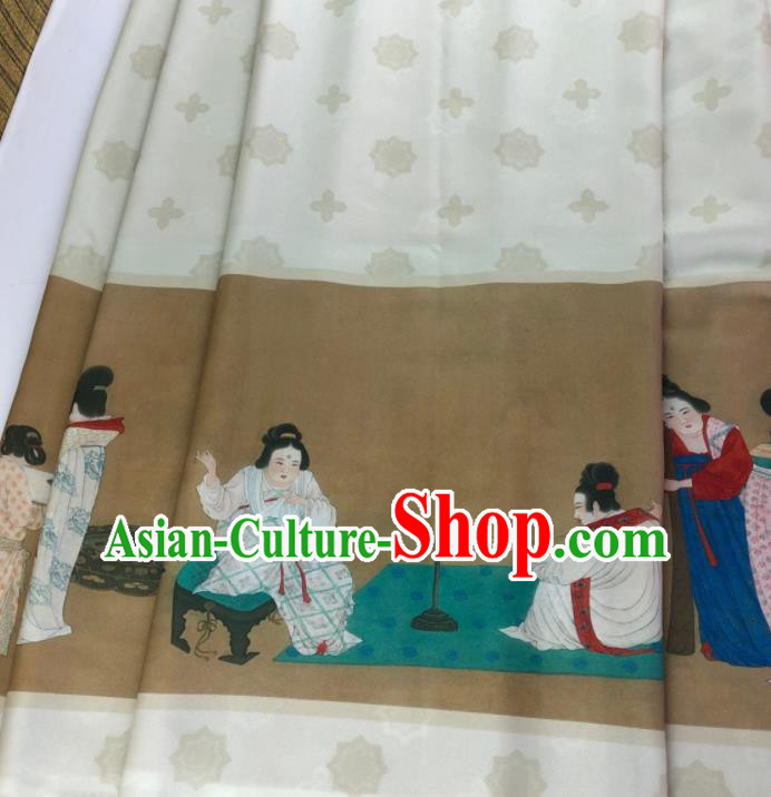 Chinese Traditional Classical Pattern White Chiffon Fabric Silk Fabric Hanfu Dress Material