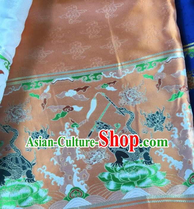 Chinese Traditional Tortoise Pattern Carrot Brocade Hanfu Fabric Silk Fabric Hanfu Dress Material