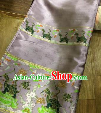 Chinese Traditional Tortoise Pattern Lilac Brocade Hanfu Fabric Silk Fabric Hanfu Dress Material