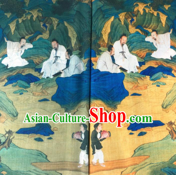 Chinese Traditional Classical Immortals Pattern Flax Fabric Silk Fabric Hanfu Dress Material