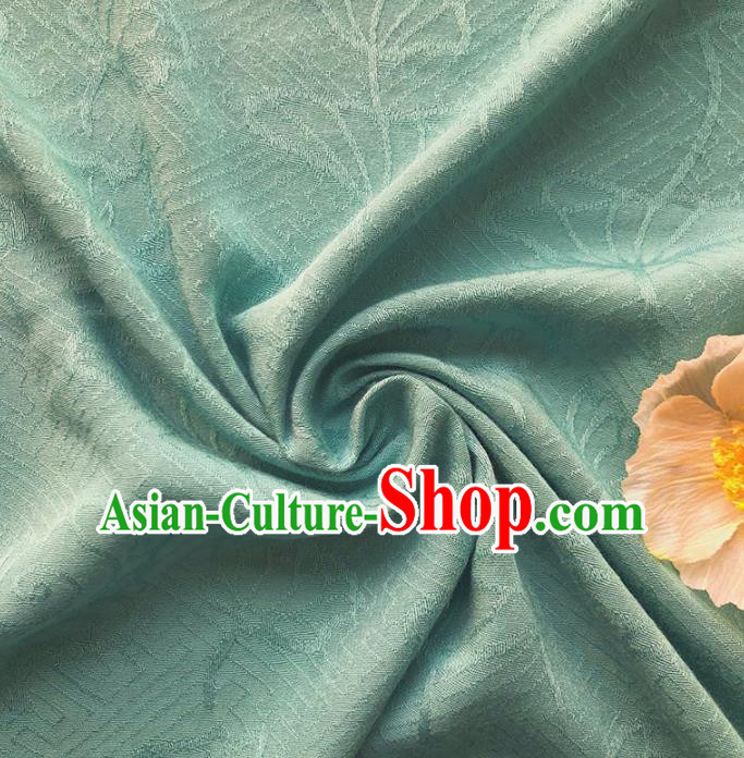 Chinese Traditional Classical Lotus Pattern Green Cotton Fabric Imitation Silk Fabric Hanfu Dress Material