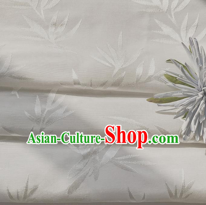 Chinese Traditional Classical Bamboo Leaf Pattern White Cotton Fabric Imitation Silk Fabric Hanfu Dress Material