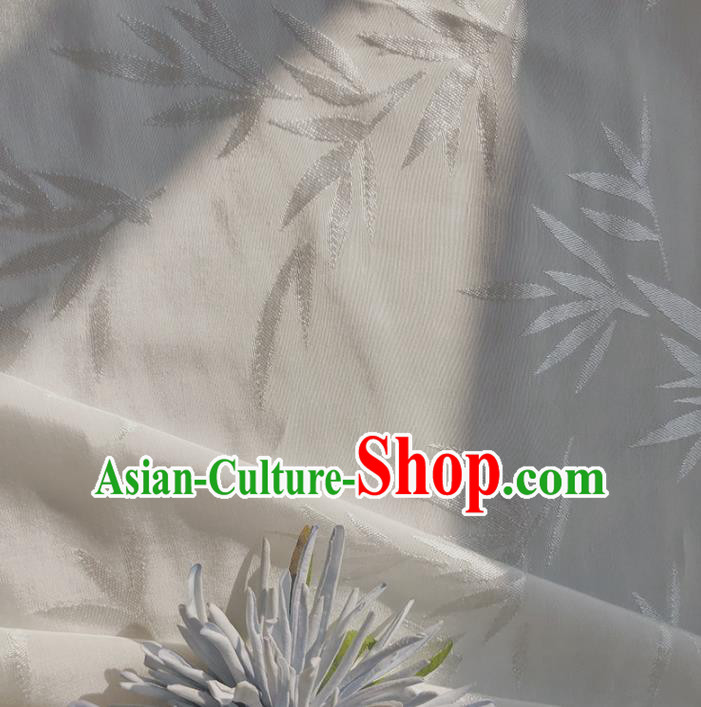 Chinese Traditional Classical Bamboo Leaf Pattern White Cotton Fabric Imitation Silk Fabric Hanfu Dress Material
