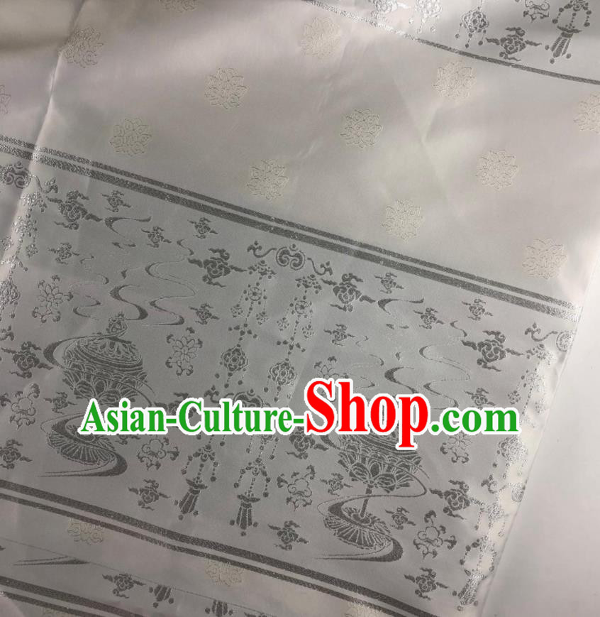 Chinese Traditional Censer Pattern White Brocade Hanfu Fabric Silk Fabric Hanfu Dress Material