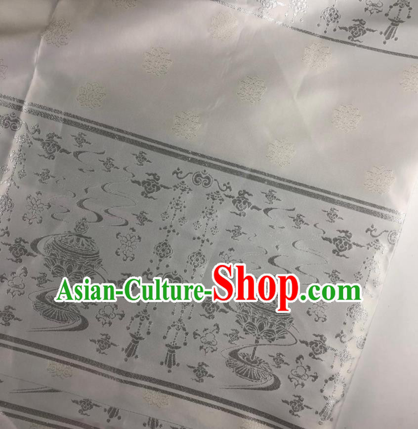 Chinese Traditional Censer Pattern White Brocade Hanfu Fabric Silk Fabric Hanfu Dress Material