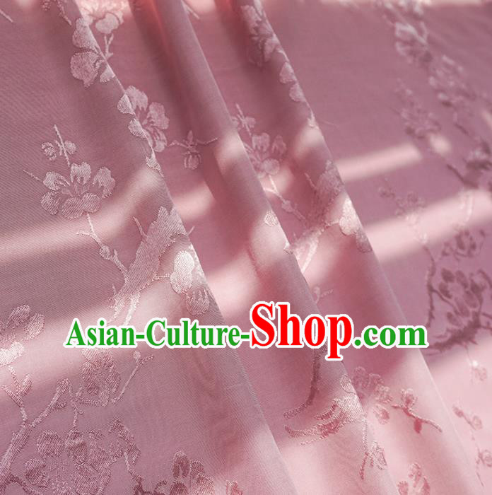 Chinese Traditional Classical Plum Blossom Pattern Pink Cotton Fabric Imitation Silk Fabric Hanfu Dress Material