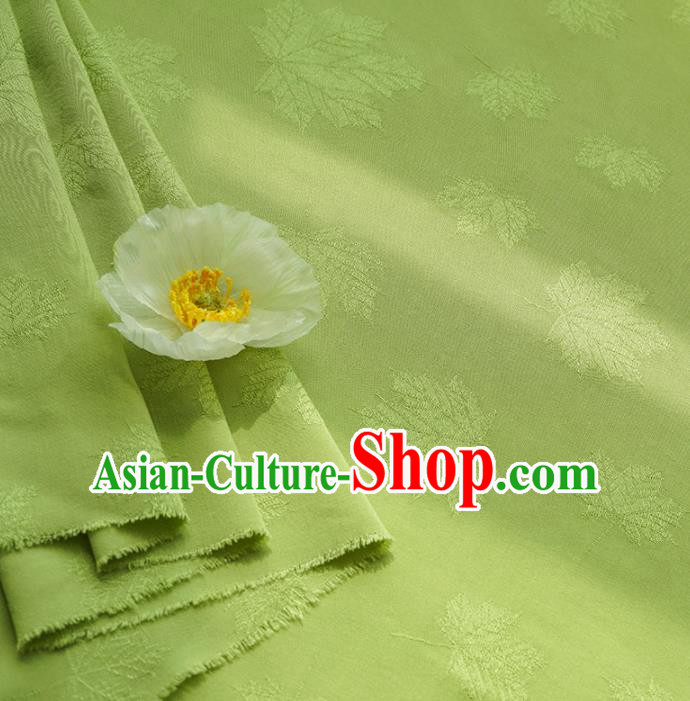 Chinese Traditional Classical Maple Leaf Pattern Light Green Cotton Fabric Imitation Silk Fabric Hanfu Dress Material