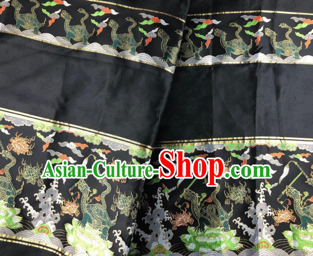 Chinese Traditional Tortoise Pattern Black Brocade Hanfu Fabric Silk Fabric Hanfu Dress Material