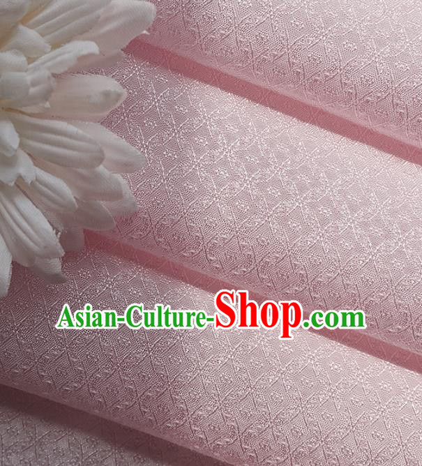 Chinese Traditional Classical Rhombus Pattern Pink Cotton Fabric Imitation Silk Fabric Hanfu Dress Material