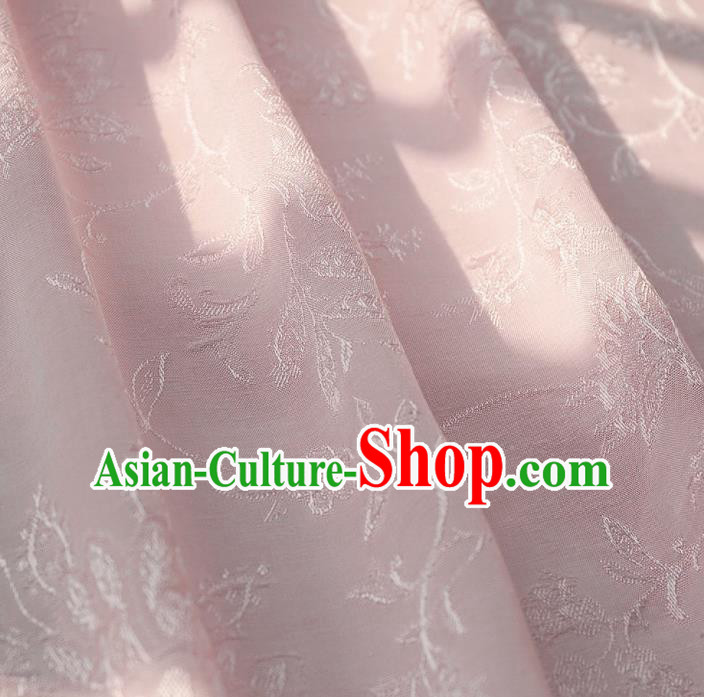 Chinese Traditional Classical Flowers Pattern Pink Cotton Fabric Imitation Silk Fabric Hanfu Dress Material