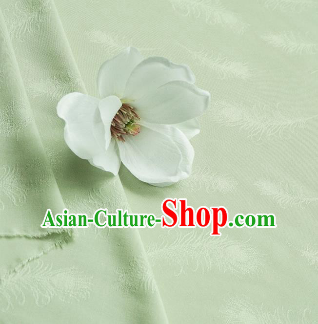 Chinese Traditional Classical Feather Pattern Light Green Cotton Fabric Imitation Silk Fabric Hanfu Dress Material