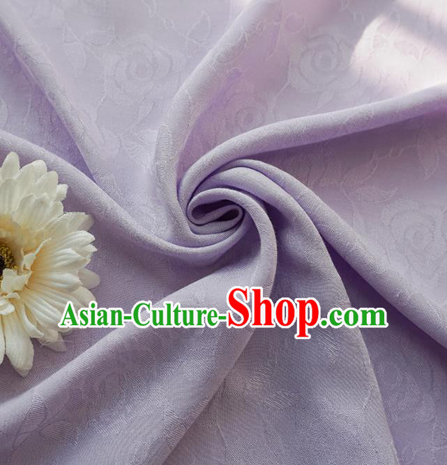 Chinese Traditional Classical Jacquard Roses Pattern Lilac Cotton Fabric Imitation Silk Fabric Hanfu Dress Material