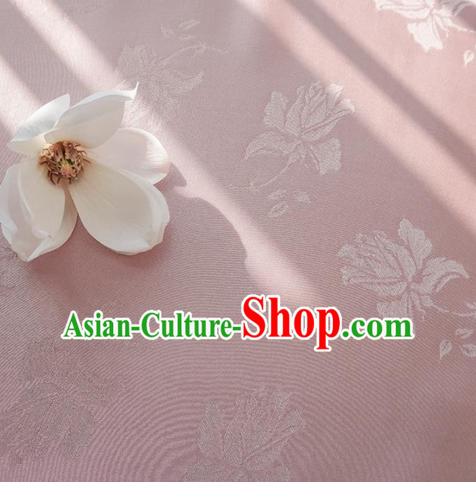 Chinese Traditional Classical Jacquard Tulip Pattern Pink Cotton Fabric Imitation Silk Fabric Hanfu Dress Material