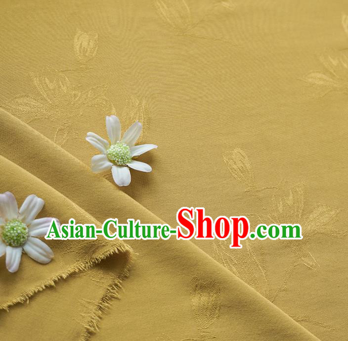 Chinese Traditional Classical Jacquard Magnolia Pattern Ginger Cotton Fabric Imitation Silk Fabric Hanfu Dress Material