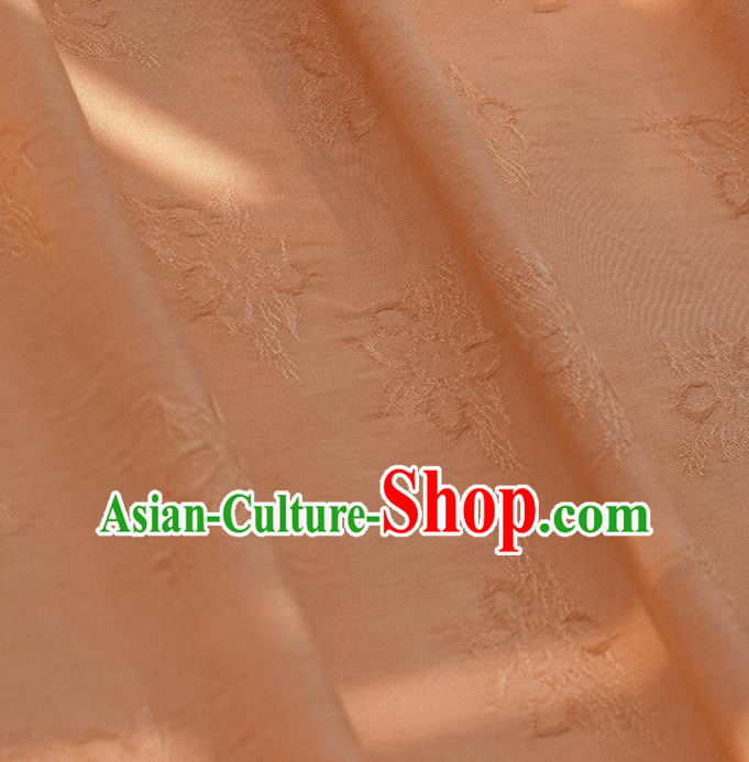 Chinese Traditional Classical Pattern Orange Cotton Fabric Imitation Silk Fabric Hanfu Dress Material