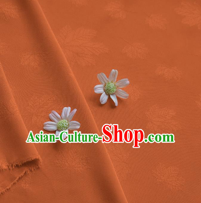 Chinese Traditional Classical Maple Leaf Pattern Orange Cotton Fabric Imitation Silk Fabric Hanfu Dress Material