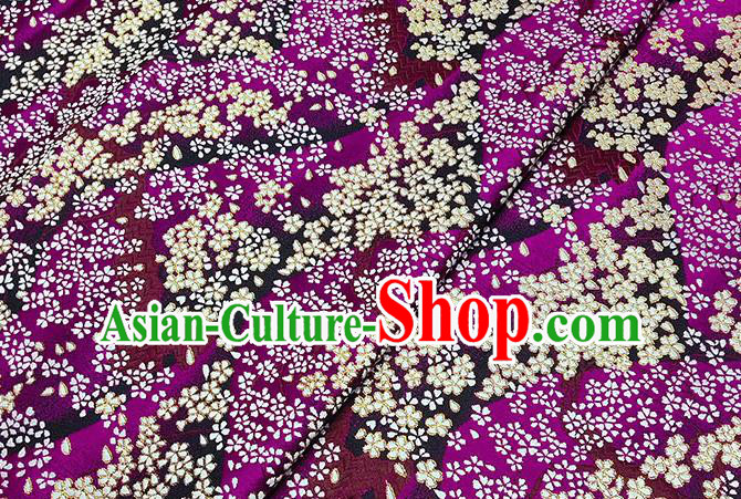 Japanese Traditional Sakura Pattern Kimono Amaranth Brocade Fabric Tapestry Satin Fabric Nishijin Material