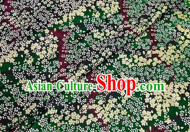 Japanese Traditional Sakura Pattern Kimono Green Brocade Fabric Tapestry Satin Fabric Nishijin Material