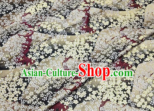 Japanese Traditional Sakura Pattern Kimono Beige Brocade Fabric Tapestry Satin Fabric Nishijin Material