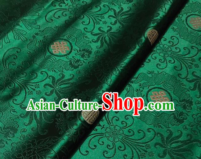 Chinese Traditional Classical Pattern Deep Green Brocade Fabric Silk Satin Fabric Tang Suit Material