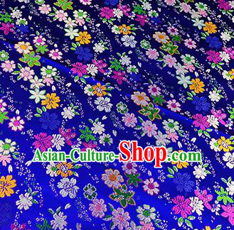 Japanese Traditional Primrose Pattern Kimono Royalblue Brocade Fabric Tapestry Satin Fabric Nishijin Material