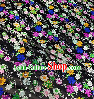 Japanese Traditional Primrose Pattern Kimono Black Brocade Fabric Tapestry Satin Fabric Nishijin Material