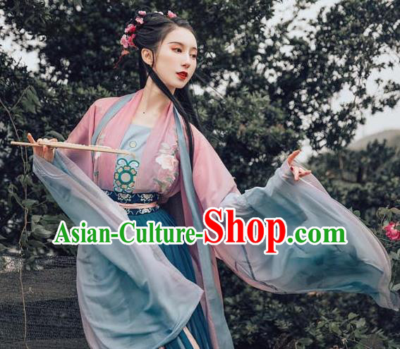 Chinese Ancient Royal Princess Embroidered Dress Traditional Tang Dynasty Imperial Consort Costume for Women